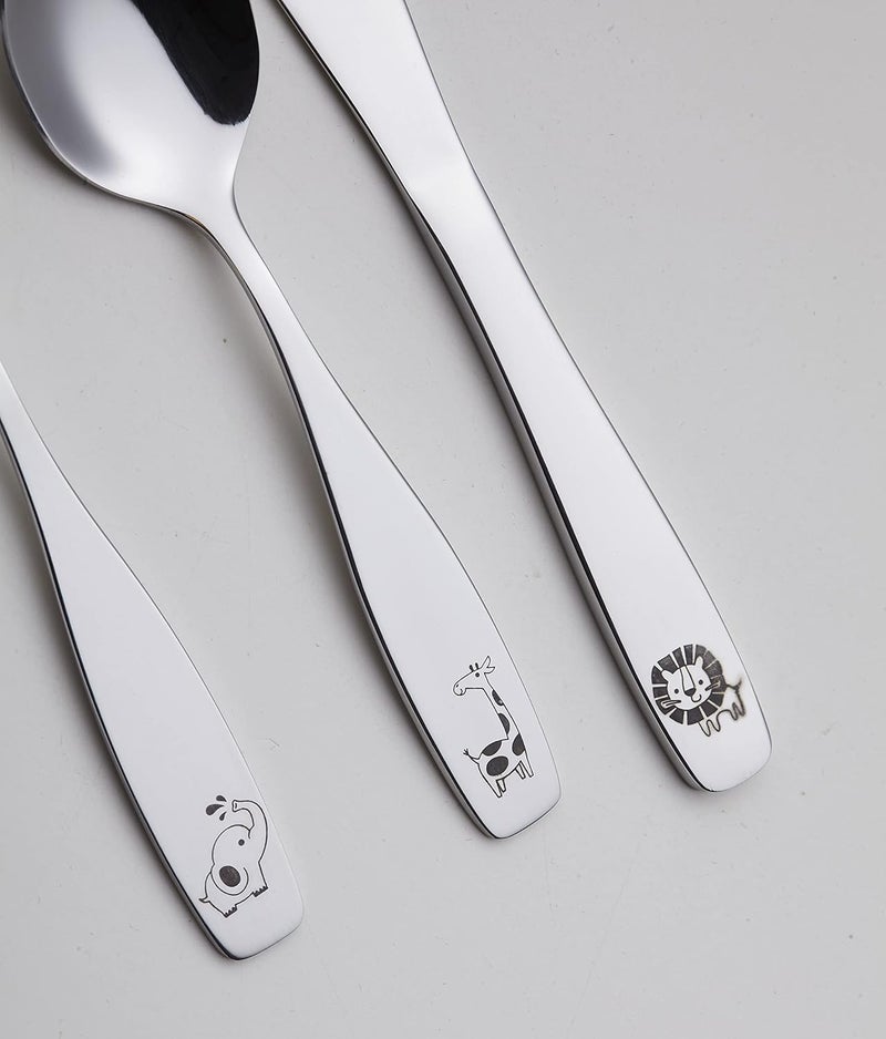 Exzact Kids Flatware 6pcs Toddler Utensils Children Silverware 18/10 Stainless Steel - Dishwasher Safe, 2 Years + (Safari) - Image 5